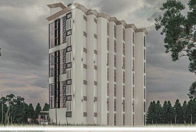 Side render of the apartment tower